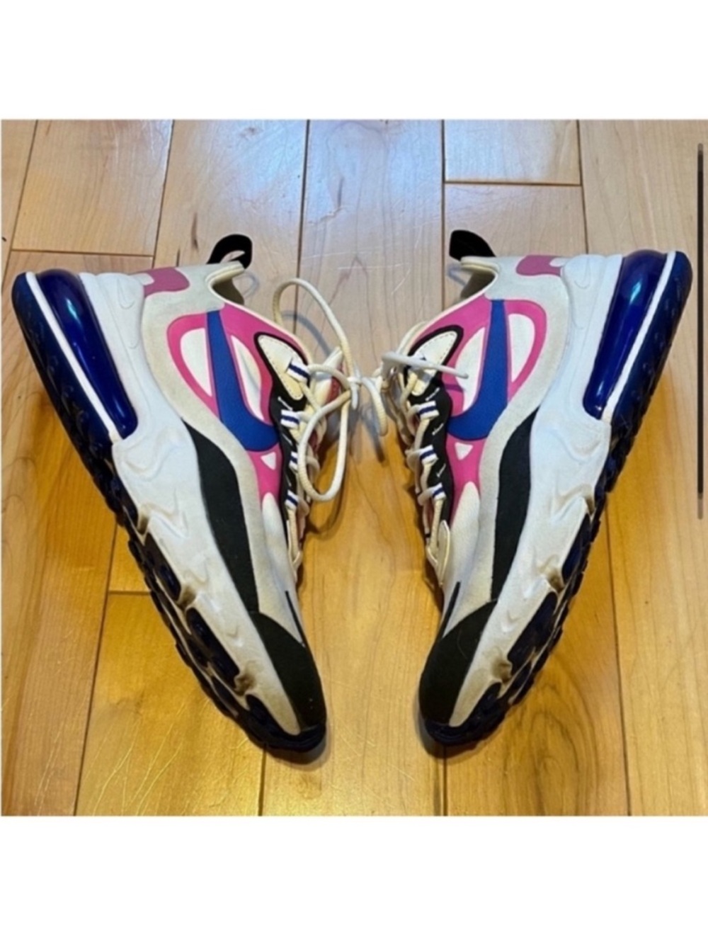 Nike Air Max 270 React Sneakers Summit White/ Cosmic Fuchsia-Black Size 6.5 - Picture 3 of 10